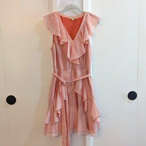 Gianni Bini Pink Striped Sleeveless Dress with Ruffle Hem Size 8